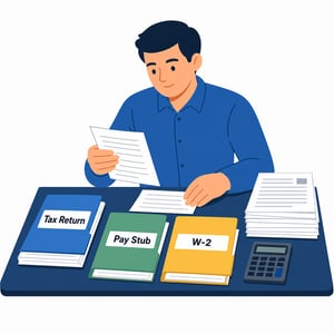 Person Organizing Documents on Desk